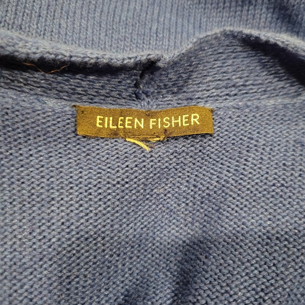 Eileen Fisher Size 3x Blue Linen/cotton Blend Lightweight Cardigan - Picture 4 of 5